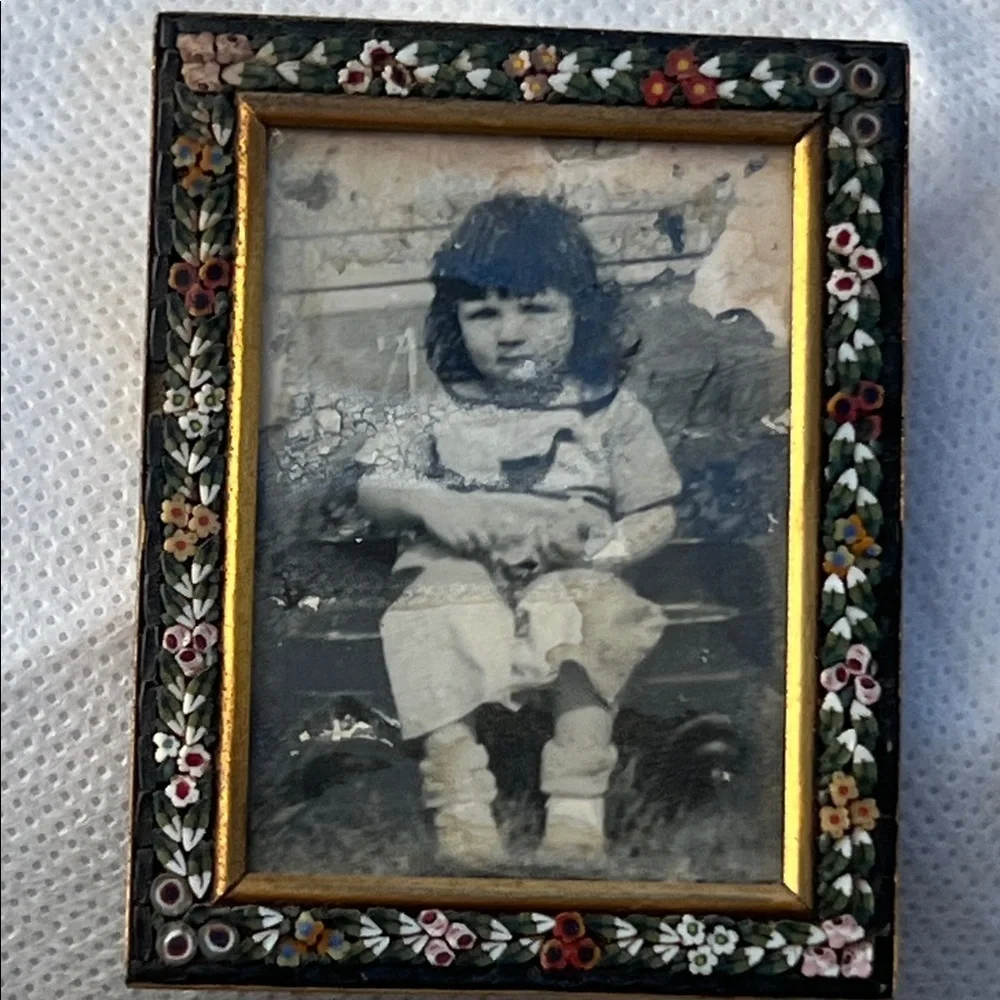 Vintage miniature micro mosaic millefiori picture frame made in italy